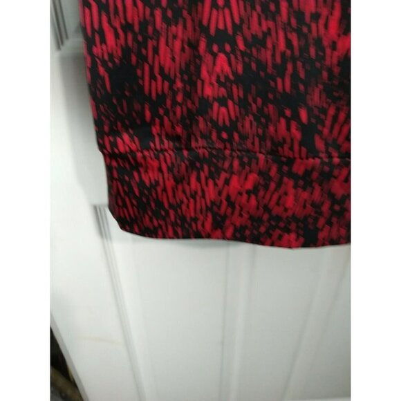 $ AB Studio Red Black Round Neck 3/4 Tab Sleeves Blouse Size XL - Picture 4 of 10
